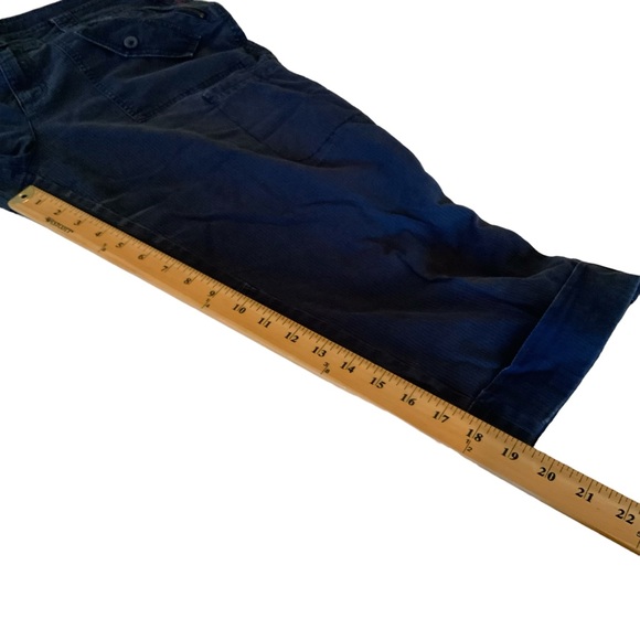 Caribbean Joe Capris Blue With Buttoned Cuff Cotton And Spandex Size 12 - Picture 7 of 10